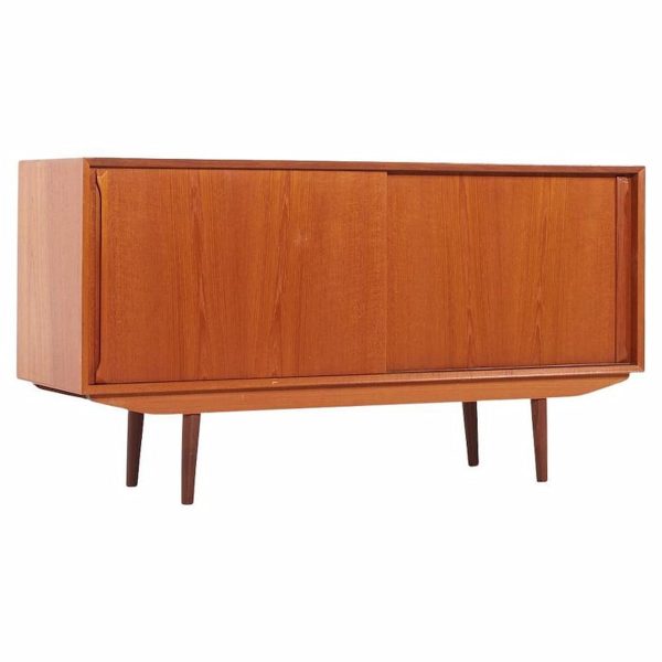 arne vodder style mid century danish teak sliding door credenza