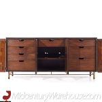 Bert England Mid Century Walnut and Brass Credenza