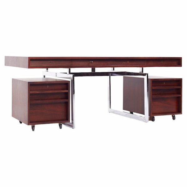 Bodil Kjaer for E. Pedersen & Son Mid Century Brazilian Rosewood and Chrome Desk