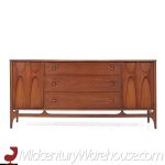 Broyhill Brasilia Mid Century 66 Inch Walnut and Brass Credenza