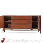 Broyhill Brasilia Mid Century 66 Inch Walnut and Brass Credenza