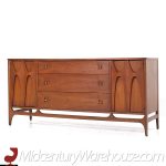 Broyhill Brasilia Mid Century 66 Inch Walnut and Brass Credenza