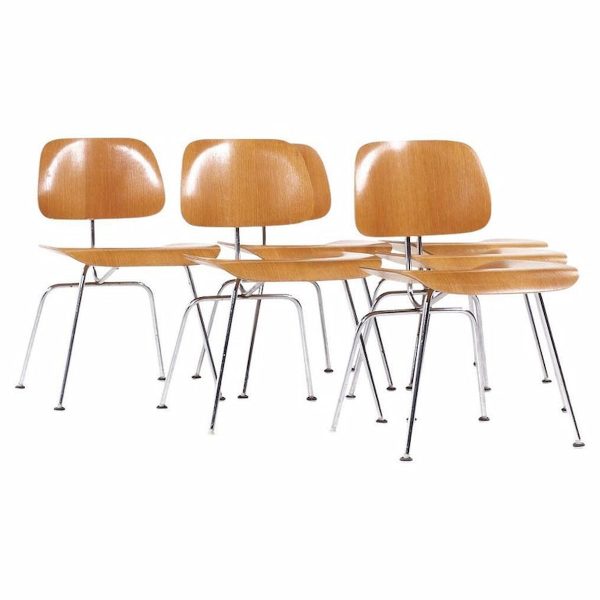 charles and ray eames for herman miller mid century walnut dcm dining chairs - set of 6