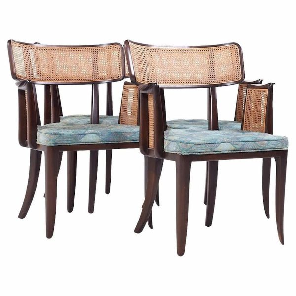 Edward Wormley for Dunbar Mid Century Cane Back Dining Chairs - Set of 4