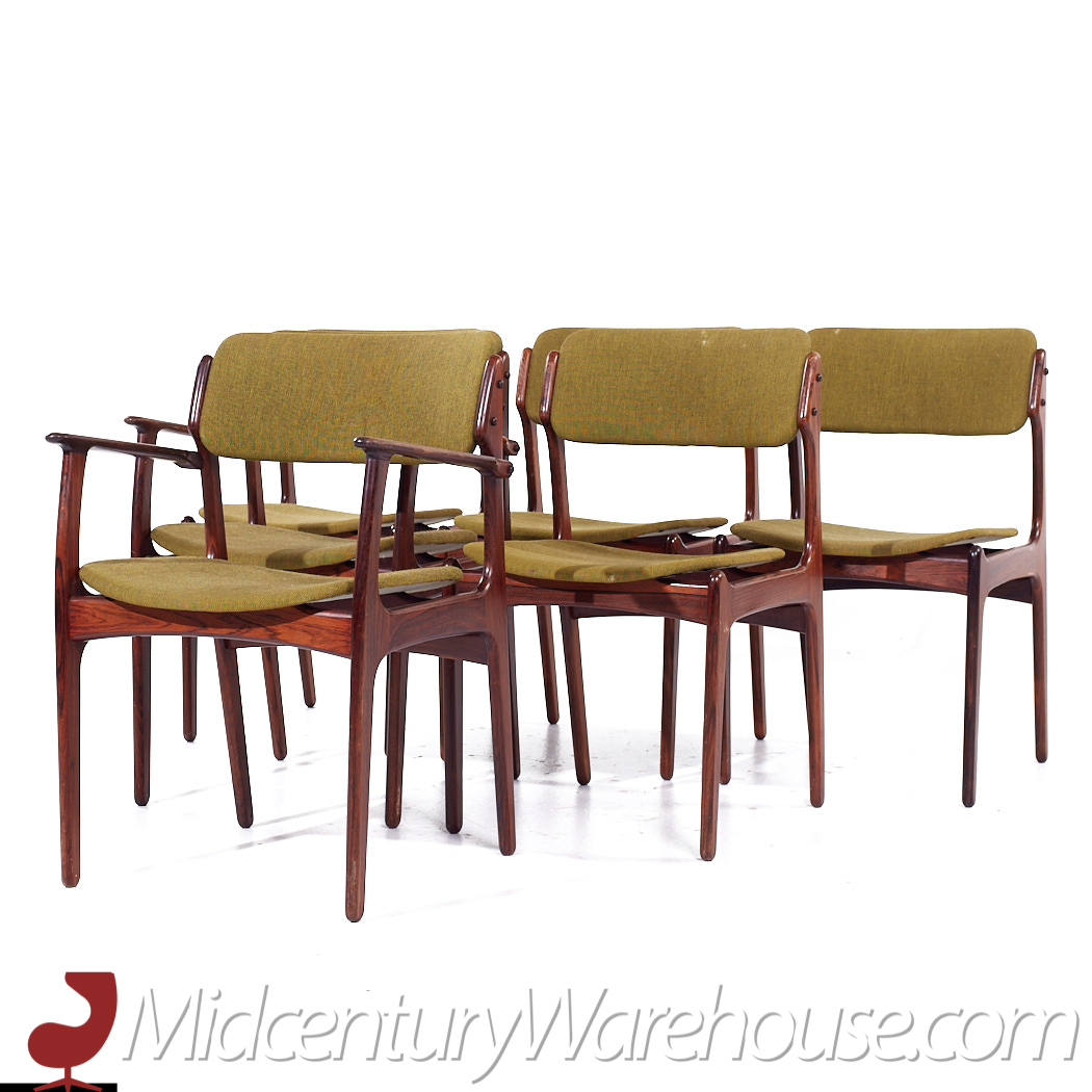 Erik Buch Mid Century Danish Rosewood Dining Chairs - Set of 6