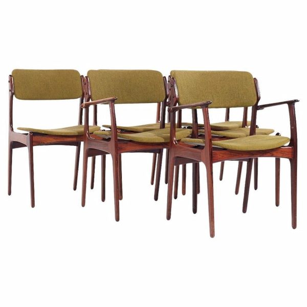 erik buch mid century danish rosewood dining chairs - set of 6