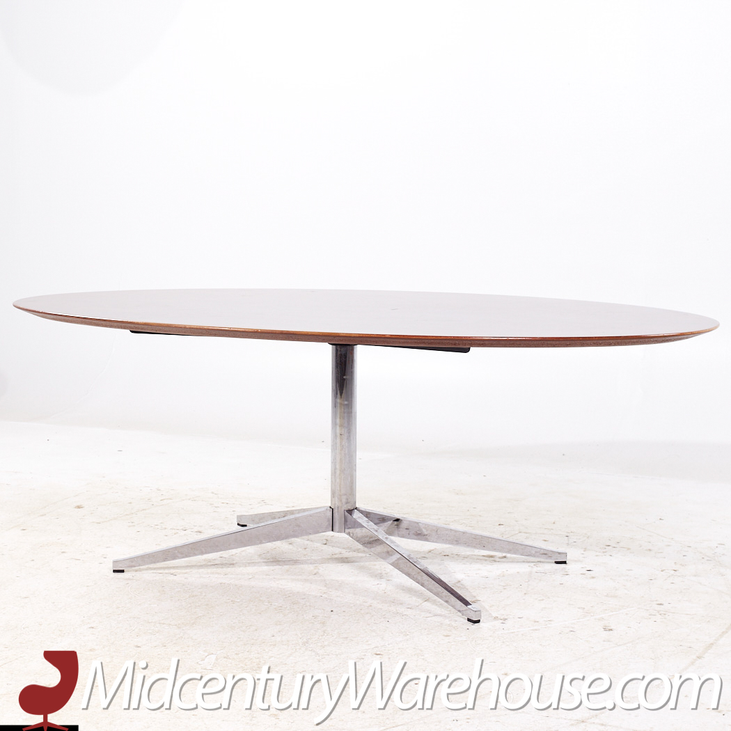 Florence Knoll Mid Century Rosewood and Chrome Dining Table