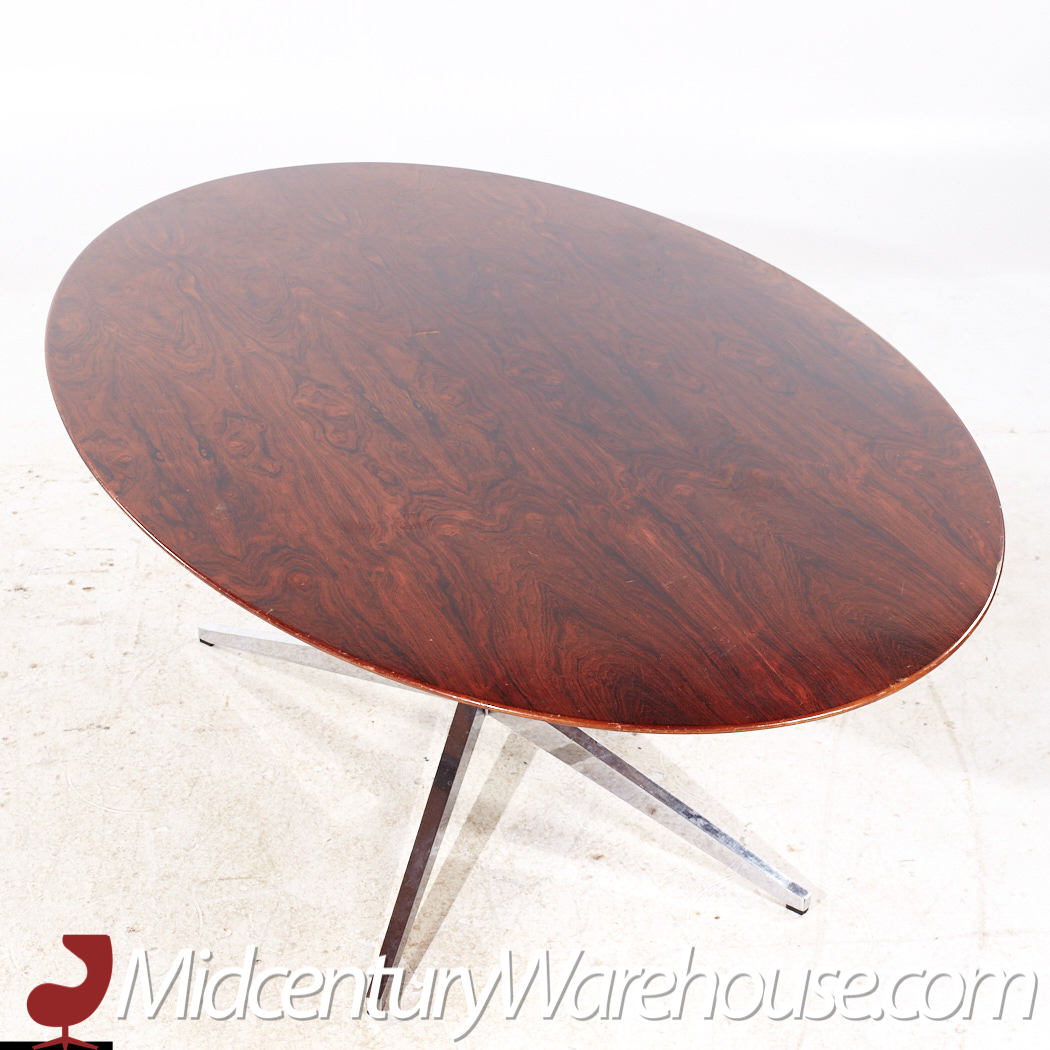 Florence Knoll Mid Century Rosewood and Chrome Dining Table