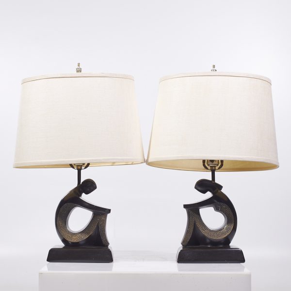 Frederick Weinberg Style F.a.i.p. Mid Century Figurative Table Lamps - Pair