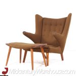 Hans Wegner for Ap Stolen Ap19 Mid Century Papa Bear Chair and Ottoman