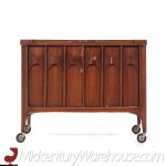 Kent Coffey Perspecta Mid Century Walnut and Rosewood Bar Serving Cart