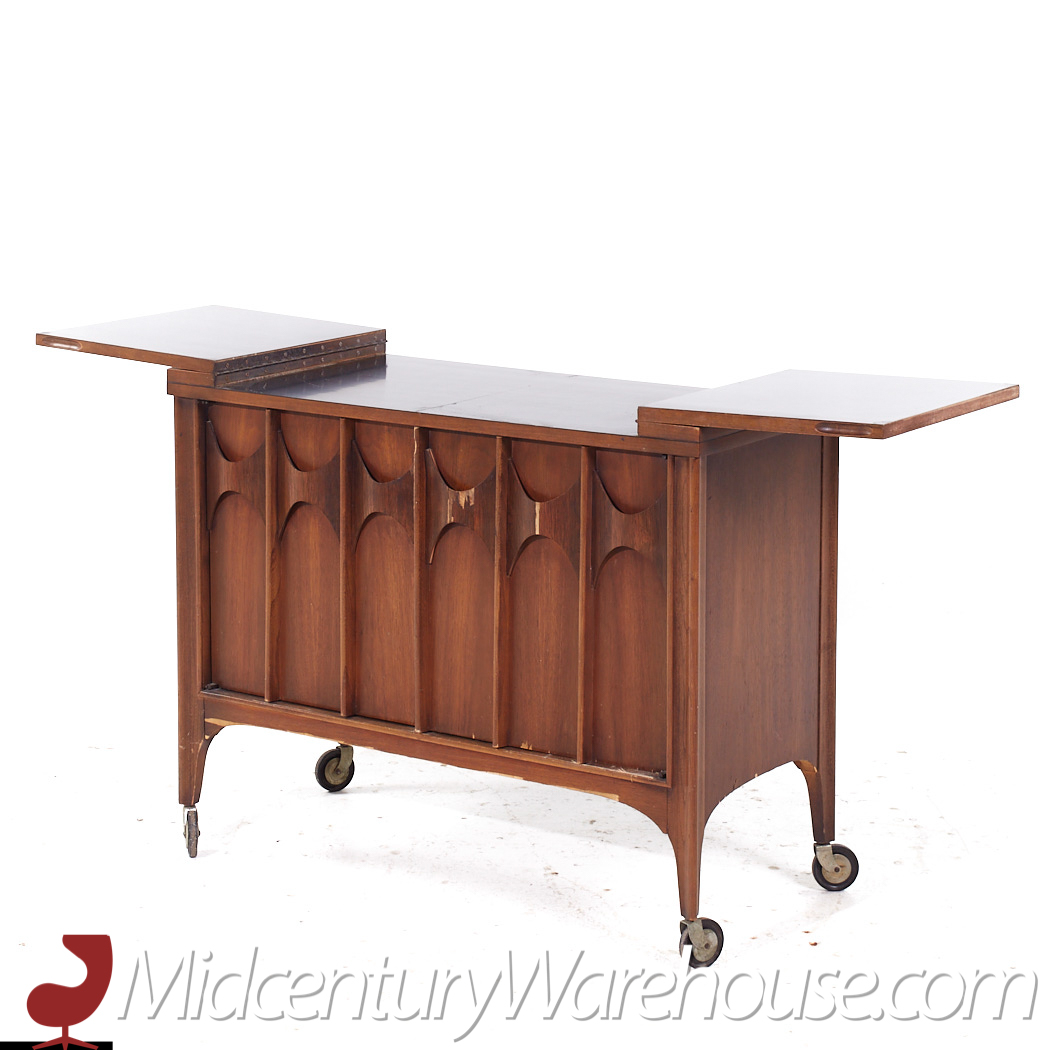 Kent Coffey Perspecta Mid Century Walnut and Rosewood Bar Serving Cart