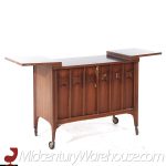 Kent Coffey Perspecta Mid Century Walnut and Rosewood Bar Serving Cart