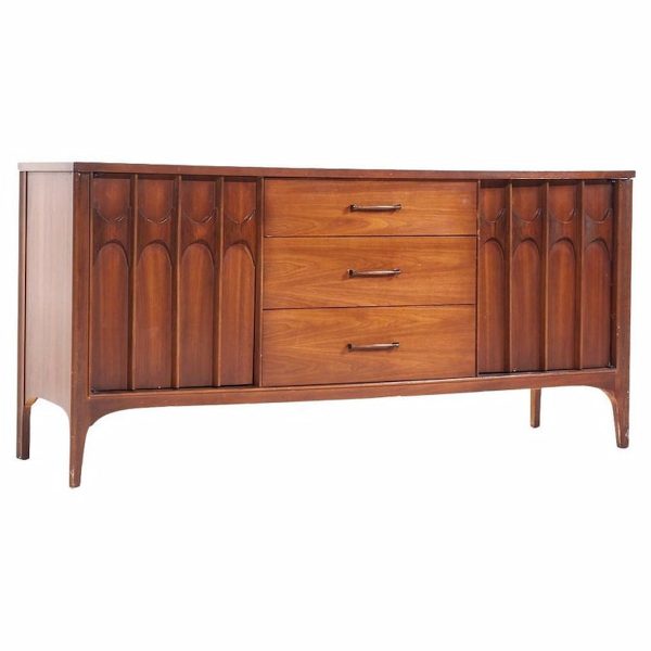 kent coffey perspecta mid century walnut and rosewood credenza