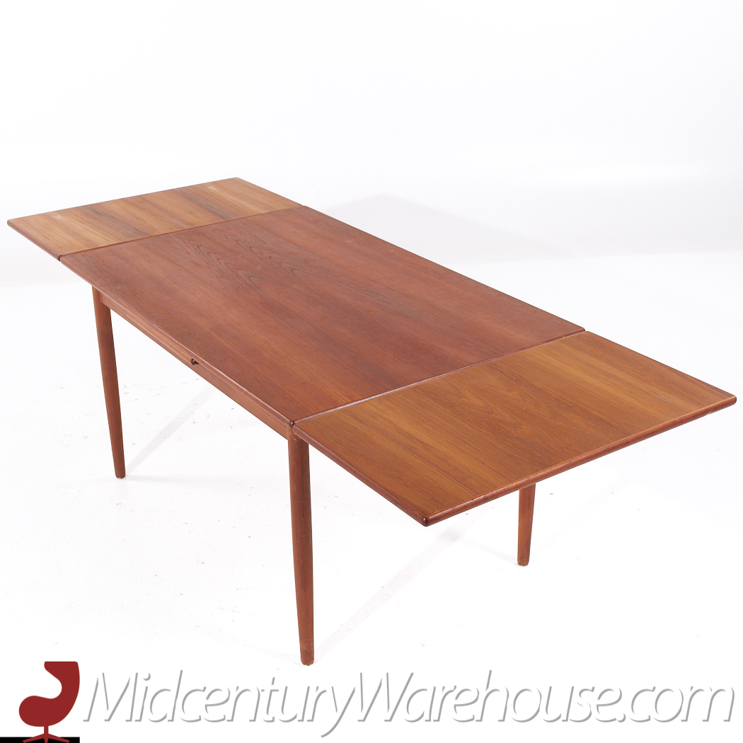 Kurt Ostervig Style Mid Century Teak Hidden Leaf Dining Table