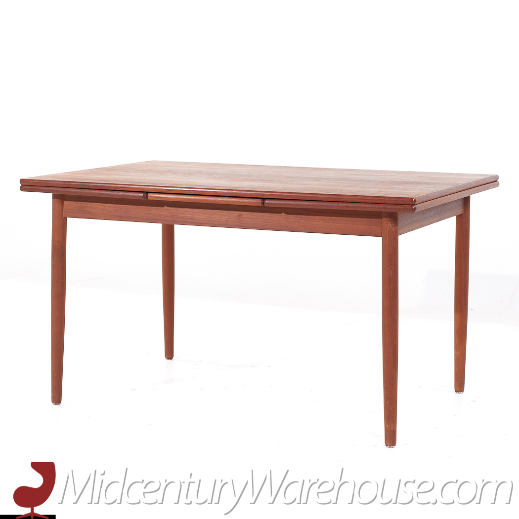 Kurt Ostervig Style Mid Century Teak Hidden Leaf Dining Table