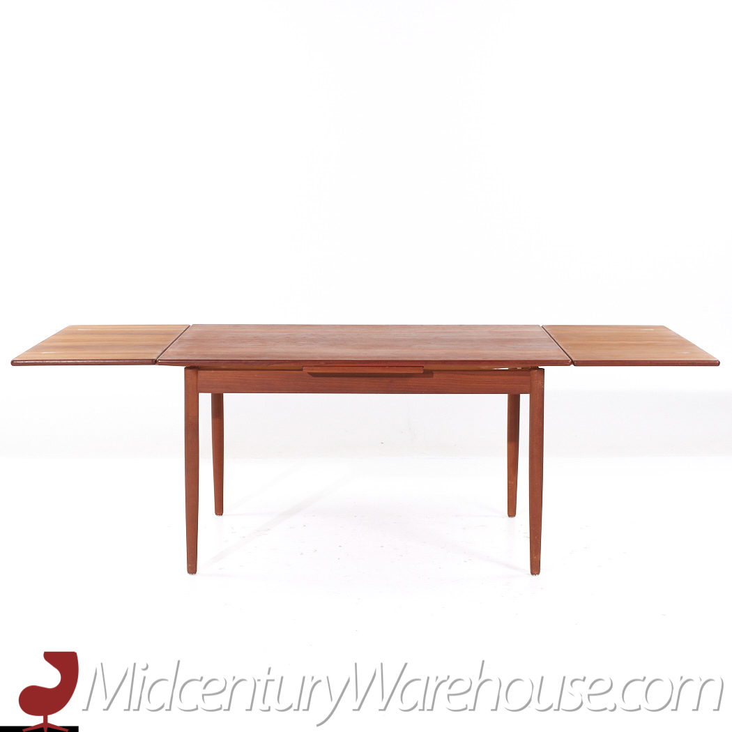 Kurt Ostervig Style Mid Century Teak Hidden Leaf Dining Table