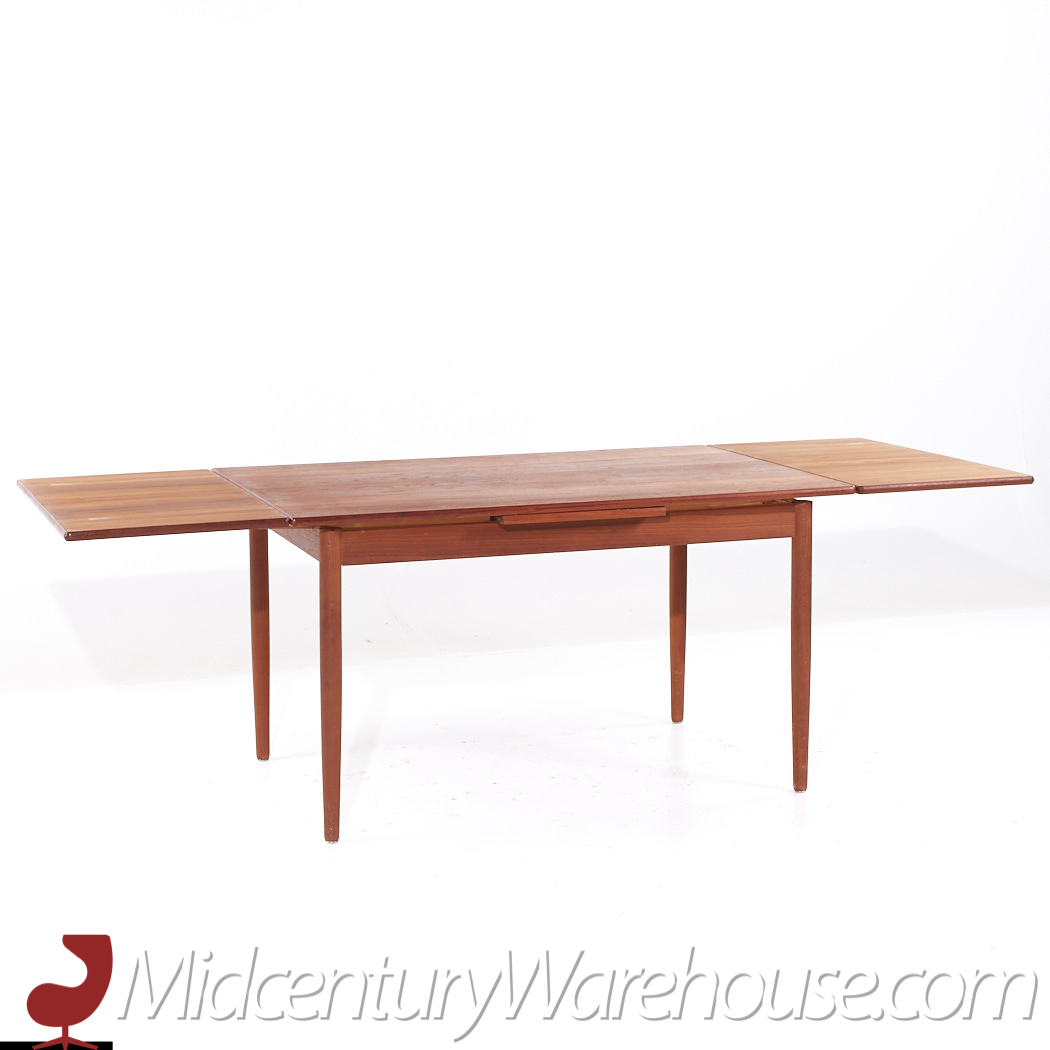 Kurt Ostervig Style Mid Century Teak Hidden Leaf Dining Table