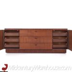 Lane Brutalist Mid Century Walnut Lowboy Dresser