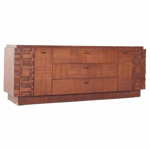 lane brutalist mid century walnut lowboy dresser