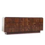 Lane Staccato Mid Century Brutalist Walnut Lowboy Dresser