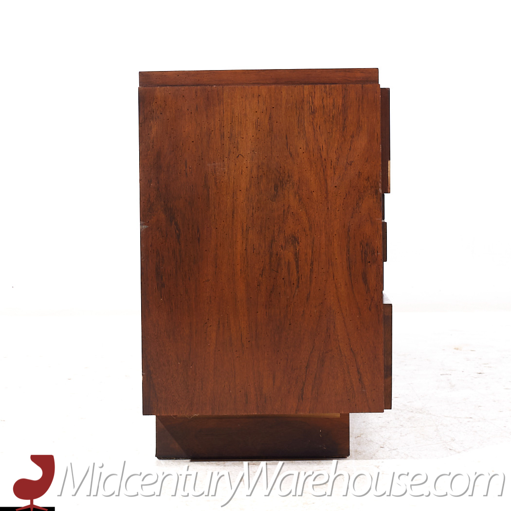 Lane Staccato Mid Century Brutalist Walnut Lowboy Dresser