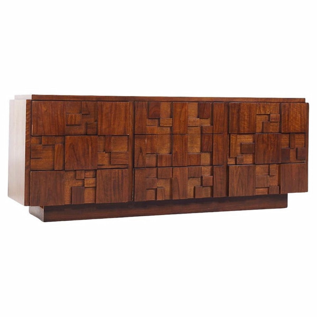 Lane Staccato Mid Century Brutalist Walnut Lowboy Dresser