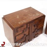 Lane Staccato Mid Century Brutalist Walnut Nightstands - Pair