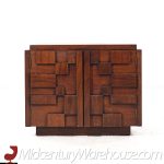 Lane Staccato Mid Century Brutalist Walnut Nightstands - Pair