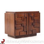 Lane Staccato Mid Century Brutalist Walnut Nightstands - Pair