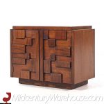 Lane Staccato Mid Century Brutalist Walnut Nightstands - Pair