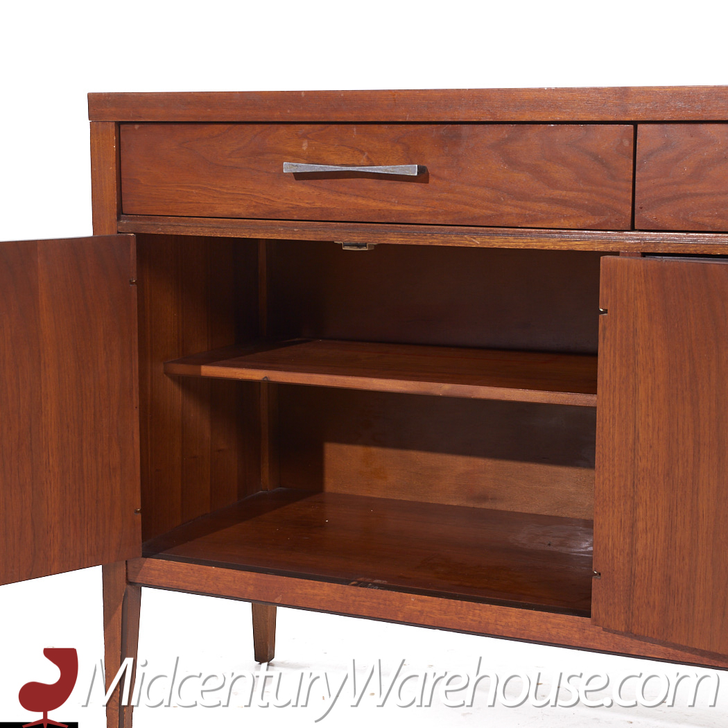 Lane Tuxedo Mid Century Walnut Credenza and Hutch