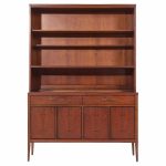 Lane Tuxedo Mid Century Walnut Credenza and Hutch