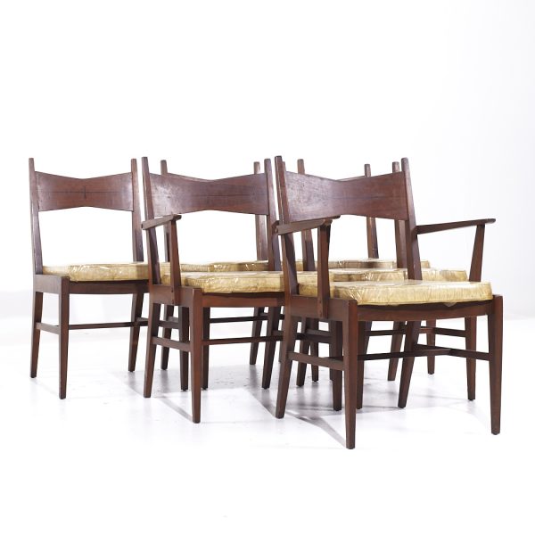 Lane Tuxedo Mid Century Walnut Dining Chairs - Set of 6