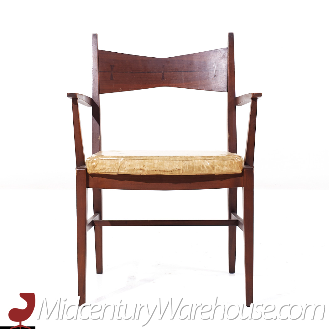 Lane Tuxedo Mid Century Walnut Dining Chairs - Set of 6