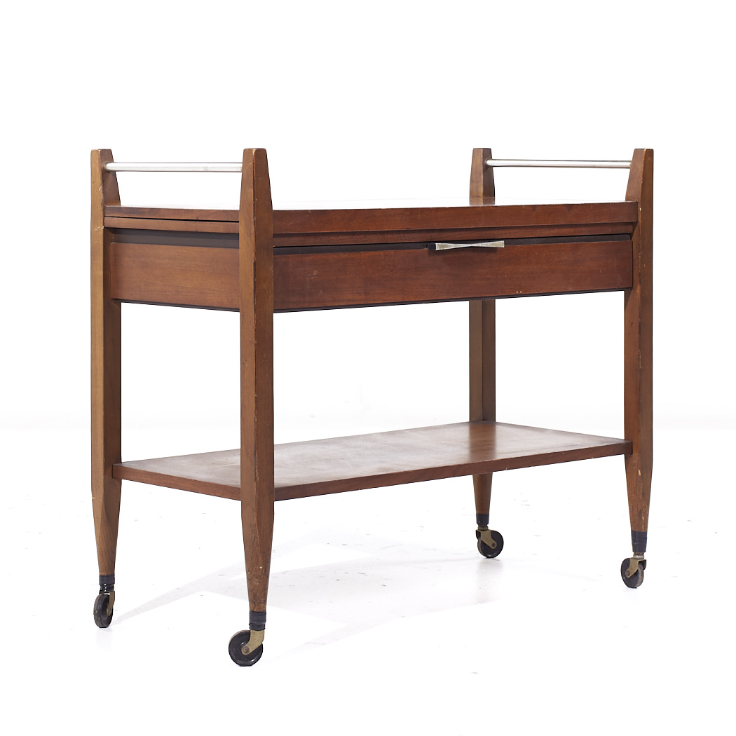 Lane Tuxedo Mid Century Walnut Serving Bar Cart