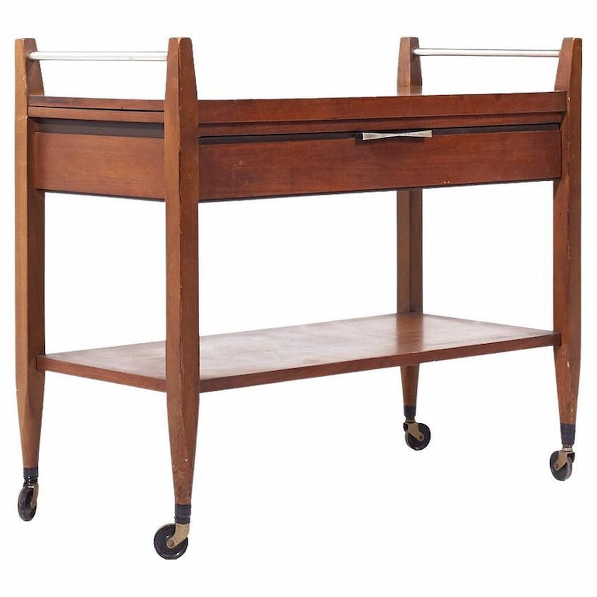 Lane Tuxedo Mid Century Walnut Serving Bar Cart