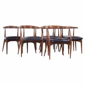 Lawrence Peabody Mid Century Walnut Dining Chairs - Set of 8