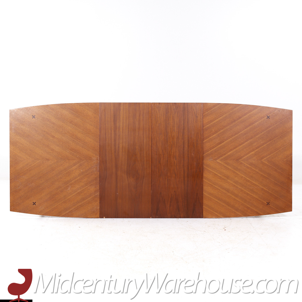 Merton Gershun for American of Martinsville Mid Century Walnut Expanding Dining Table with 2 Leaves