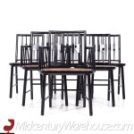 Michael Taylor for Baker Mid Century Ebonized Cane Dining Chairs - Set of 6