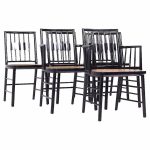 Michael Taylor for Baker Mid Century Ebonized Cane Dining Chairs - Set of 6