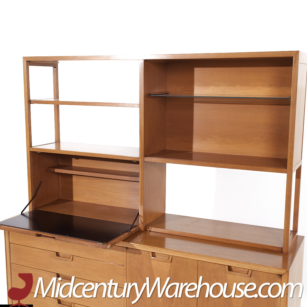 Mount Airy Janus Mid Century Walnut Credenza and Hutch