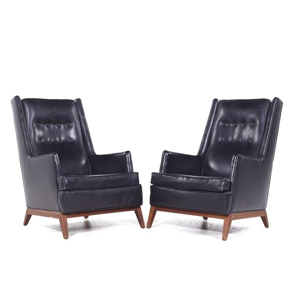 Robsjohn Gibbings for Widdicomb Mid Century Walnut Highback Lounge Chair - Pair