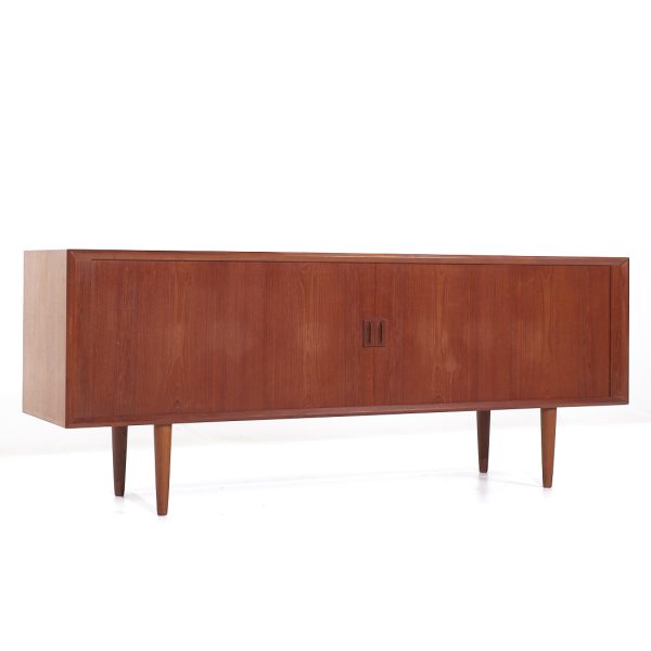 Svend Aage Larsen Mid Century Teak Tambour Door Credenza