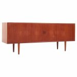 Svend Aage Larsen Mid Century Teak Tambour Door Credenza