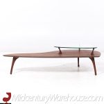 Vladimir Kagan Style Mid Century Sculptural Walnut and Glass Coffee Table