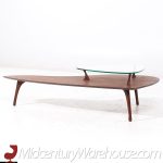 Vladimir Kagan Style Mid Century Sculptural Walnut and Glass Coffee Table