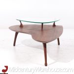 Vladimir Kagan Style Mid Century Sculptural Walnut and Glass Coffee Table