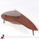 Vladimir Kagan Style Mid Century Sculptural Walnut and Glass Coffee Table