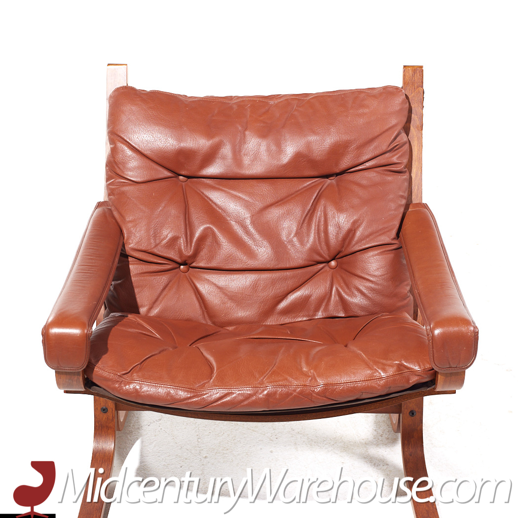 Westnofa Siesta Mid Century Bentwood and Leather Lounge Chairs and Ottoman